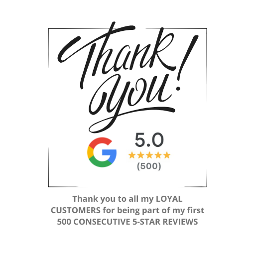 Thank you to all my loyal customers being part of my first 500 consecutive 5 star reviews %281%29
